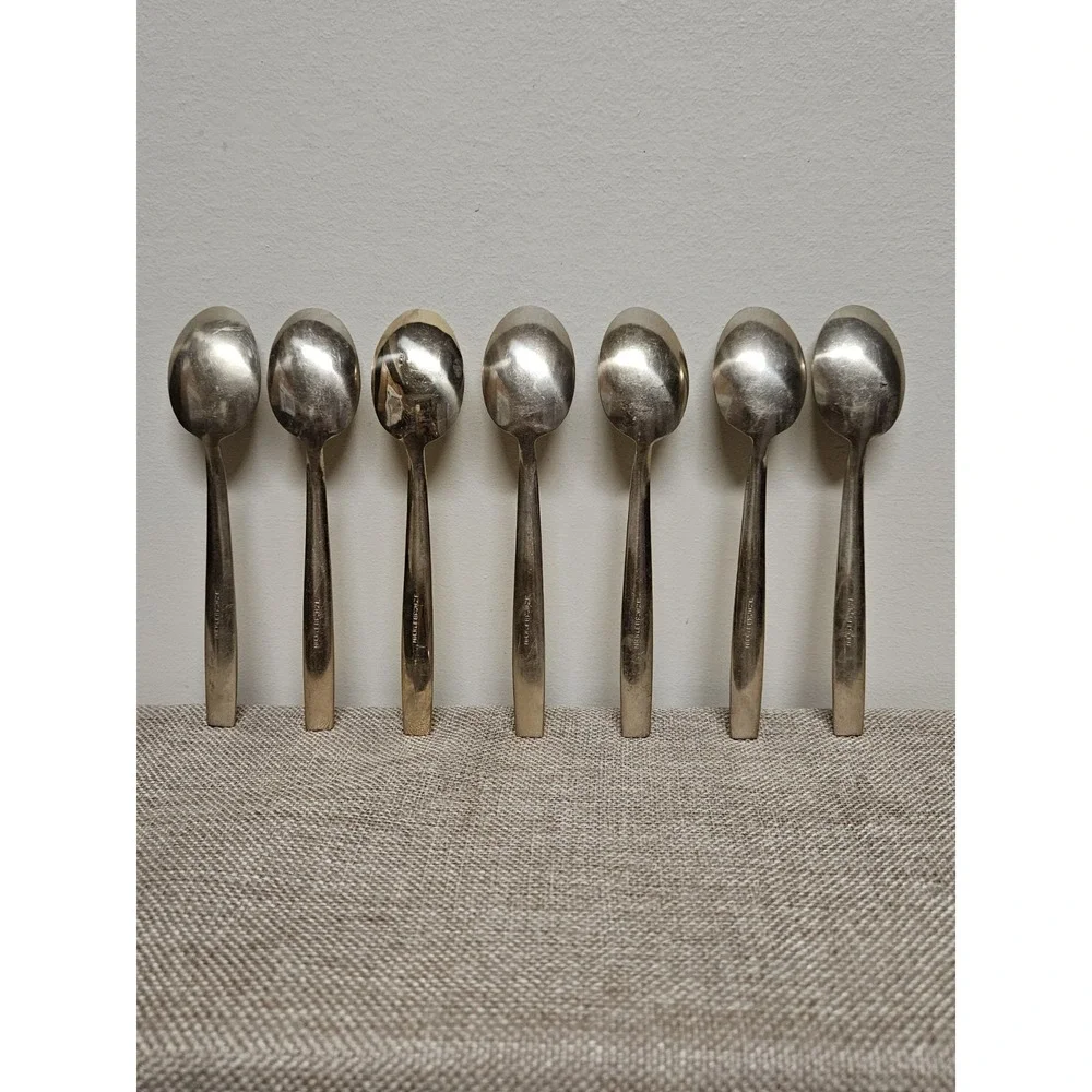 Nickel Bronze Thai Flatware Spoon Set - Lot Of 7